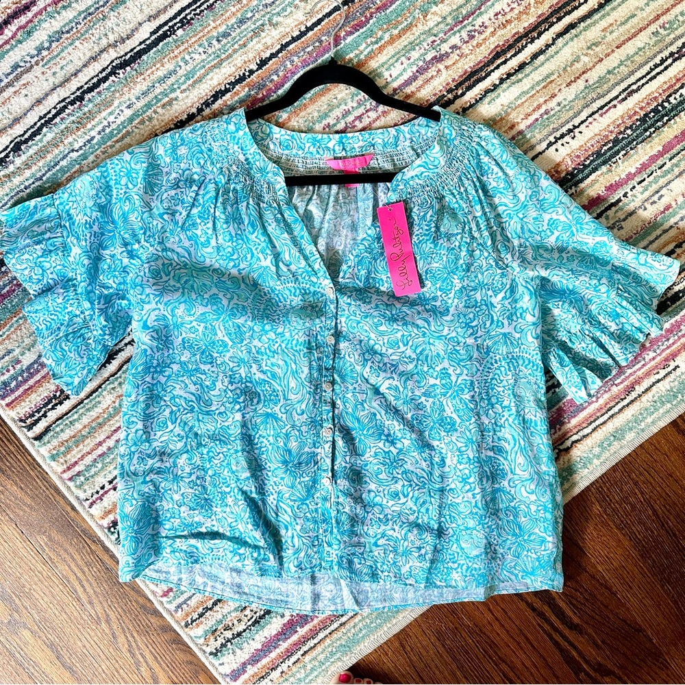 Lilly Pulitzer Tayla Short Sleeve Linen Top